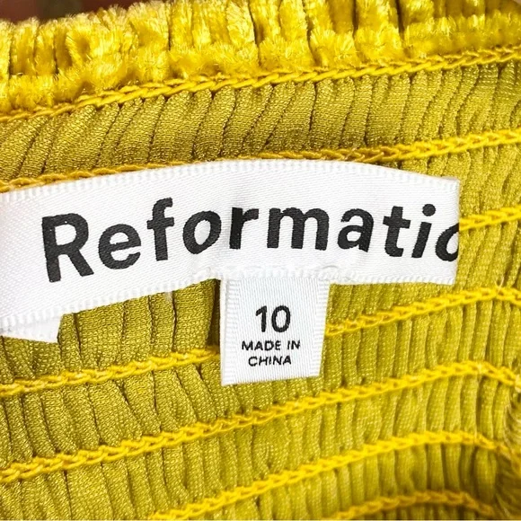 Reformation Inessa Velvet Midi Dress In Turmeric 10 NWT - Picture 7 of 9